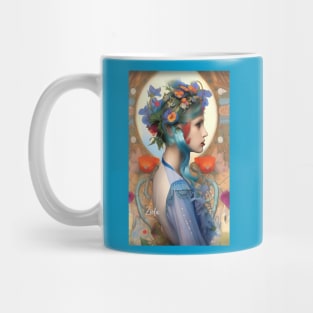 very pretty magical female earth goddess girl with plants an flowers Mug